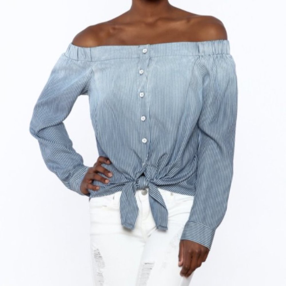 Fifteen Twenty Blue Ombré Off the Shoulder Top